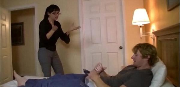  His HOT Step Mom is PISSED! Punishes him with Handjob and Blowjob